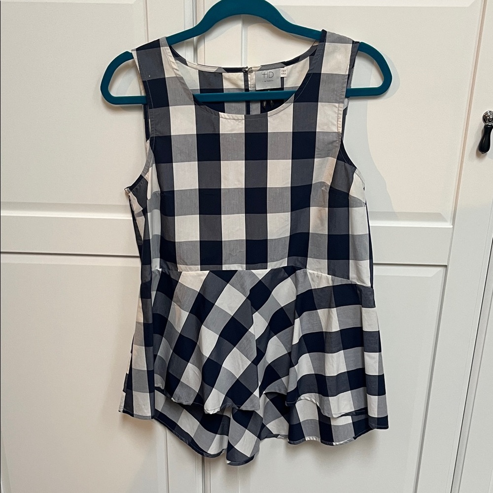 HD in Paris Navy and Cream Checkered Top
